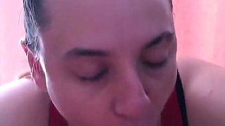 POV CFNM Blowjob From MILF Hotwife Huge Load Cum in Mouth