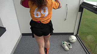 Juicy Pussy Sexy Girl Love Playing with Cum After Soccer Training