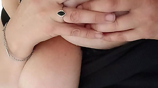 Tits themselves lick and caught