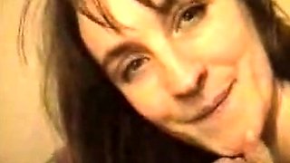 sexy wife blowjob for cumshot - Cream in mouth while she-s