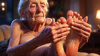 Beautiful Big Wrinkled Feet Oiled up - Oil Dripping From Toes Sensual Massage
