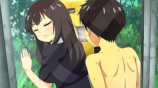 Bus Stop's Groping with a Hot Busty Schoolgirl - Hentai