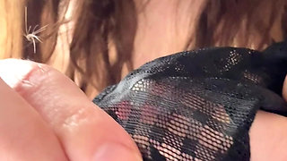 Creamy Discharge on Panties - Russian Girl Shows Wet Pussy & Fingers Herself Close Up