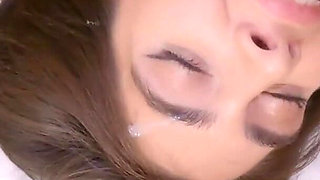 Huge Facial for Big Ass Latina Tru Kait in White Lingerie