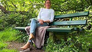 Super sexy blonde Rose goes solo outdoors