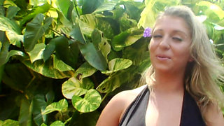 Hot Blonde Neighbor Fingers Herself Outdoors Then Dildo Fucks Indoors