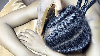 Hair Fetish for Ebony Teen Receiving Cum
