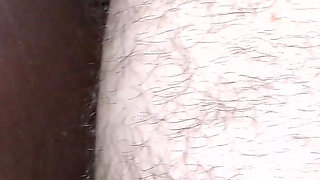 Black Hairy Pussy Fucked and Filled by a Big White Cock and a Sticky Load of Semen