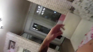 While my wife is taking a shower, my mother-in-law makes a blowjob and makes me cum