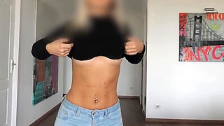 Cute babe prefers to stay anonymous when strip teasing