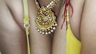 Yellow saree hot breast nipple licking