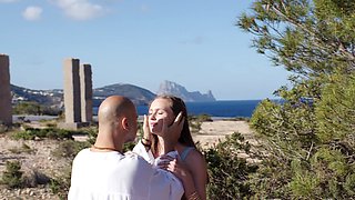 Stacy Cruz and Christian Clay have fun by the pool
