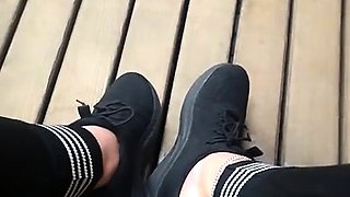 Flexible foot fetish masturbating with feet and hands