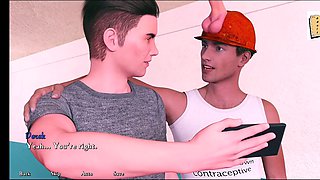 Steamy shower session with a sexy visual novel featuring busty babes