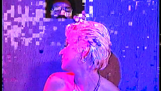 Amazing blonde slut blows a few cocks and swallows a glass of semen in the secret room