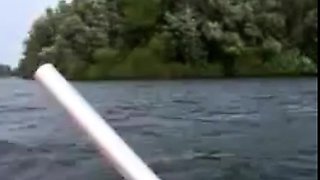 fingering myself to orgasm in a rubber boat