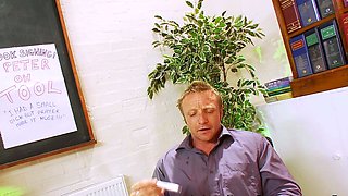 Naughty Slut with White Tights and Sexy Glasses in Horny