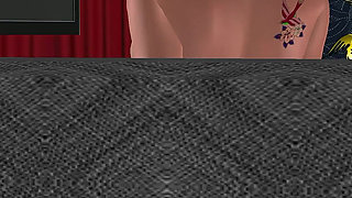 Animated 3D Cartoon Porn - Beautiful Girl Masturbating with Bottle on Chair Multiple Orgasms