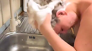 Hair Wash Bent Over the Sink