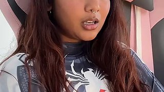 Small desi girl Mia Z masturbates and reacts to hentai