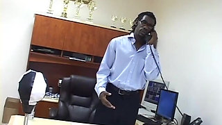Black couple ass fucking in the office