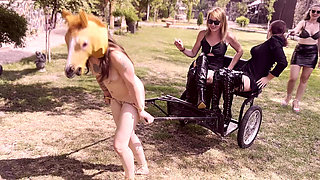 Pony girl training - Whipping hard LEZDOM