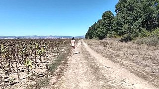 Slave Tih Walks for Fun in Public Nude with Master