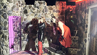 Hardcore Beating and Caning at Night by Two Merciless Dommes