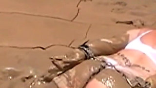 Julie Cunningham in Lingerie Wriggles Hard in Mud Hogtied with Chains. Sploshing Dirty Whore. Huge Tits Covered in Mud.