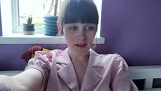 Beautiful Brunette Big Boobs Rides Fake Cock