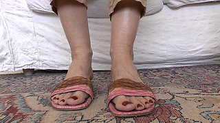 Arousing, Mature Feet in Flat Mules Make You Weak, Lady Victoria Valente
