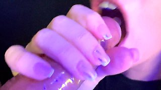 CLOSE UP - 4K MISCHIEVOUS LOVE GLOVE BLOW-JOB I bankrupt the rubber and I take all the spunk in my facehole