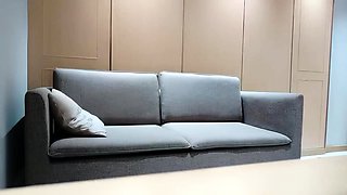 Small titted teen girl in stockings sucking Dick