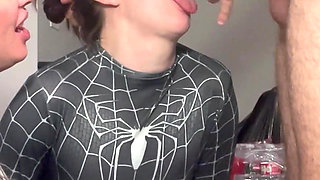 2 Roomates Wanted Get Destroyed All Their Holes with Big Dick. Cosplay Spider Girls Threesome, Anal Creampie. Rough Sex Cum