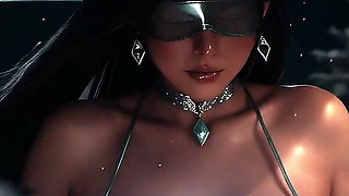 Members Only - Blindfolded Ice Witch with Huge Tits Gets Fucked Hard in a Moonlit Forest