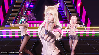[mmd] Blackpink - Whistle Ahri Akali Seraphine Sexy Striptease Dance League of Legends Hentai Uncensored 4K 60fps