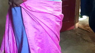 Aunty looks beautiful in pink saree, I fucked her.