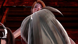 3D ANIMATION - girl with huge penis being shoaled by her two mistresses BDSM role +18 hentai 3D