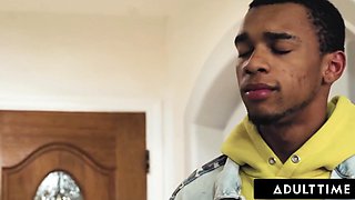 Classy blonde lady ignores her Asian hubby's sex desires and gets punished