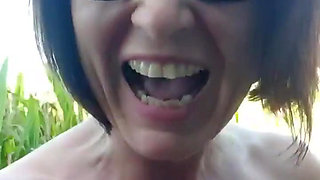 Nude Run with Squirt in Cornfield