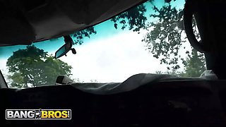 Bangbros - hair stylist madalina moon joins the bus and gets filled with ace hardz’s monster pecker