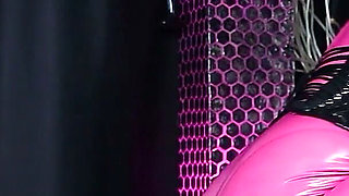 Rubber Doll Cock Tease on Rubber Sub Bound in Vacbed