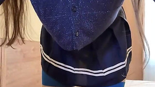 Russian Talkative Cutie in Stockings and Heels Dancing Striptease