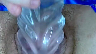 Riding &fucking a Forearm Sized Clear Dildo - Fat Wet Pussy Close up & Orgasm