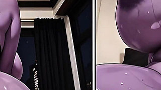Blindfolded Purple Woman Oiled and Fucked Hard - Huge Tits Dripping Fantasy POV