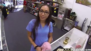 Desperate Latina Nurse Gets Big Dick in Pawn Shop - Sean Lawless Fucks Her Hard