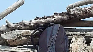 Dick Flash - I Pull Out My Cock in Front of a Teen Girl in the Outdoor Sauna and She Helps Me Cum - Risk of Getting Caught