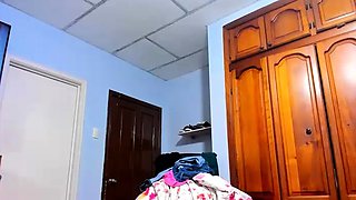 Big tit shemale jerks her long cock