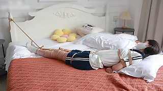 The Innocent Girlfriend Is Bound with Ropes in Her College Uniform