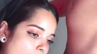 Little Devil Debora Prado Giving a Deep and Slobbery Blowjob to Slide Nicely